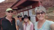 Eric, Michael, Linda and Janice standing in front of Fisher Towers Trailhead sign